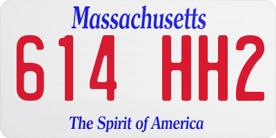 MA license plate 614HH2