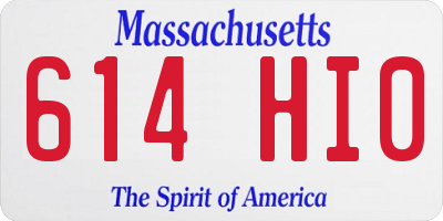 MA license plate 614HI0