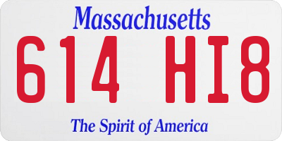 MA license plate 614HI8