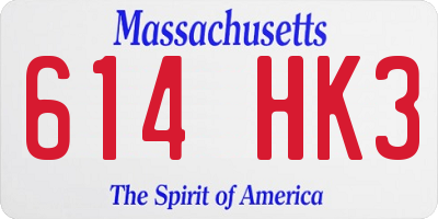 MA license plate 614HK3