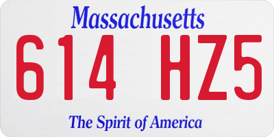 MA license plate 614HZ5