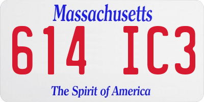 MA license plate 614IC3