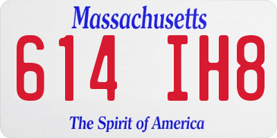 MA license plate 614IH8