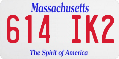 MA license plate 614IK2