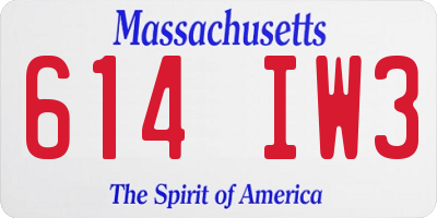 MA license plate 614IW3