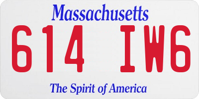 MA license plate 614IW6