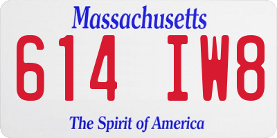 MA license plate 614IW8
