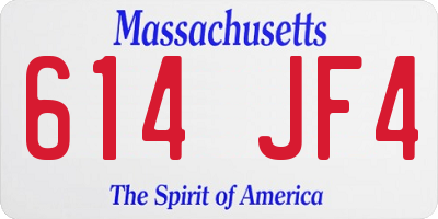 MA license plate 614JF4