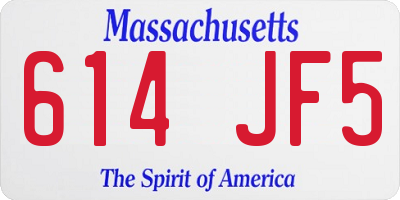MA license plate 614JF5