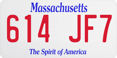 MA license plate 614JF7