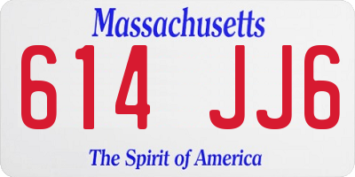 MA license plate 614JJ6