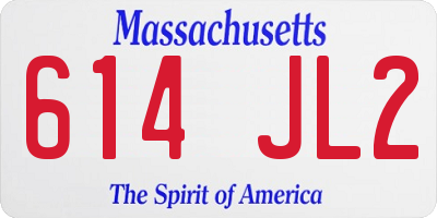 MA license plate 614JL2