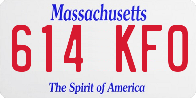 MA license plate 614KF0