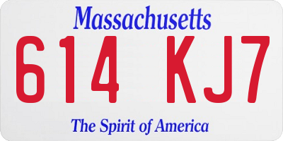 MA license plate 614KJ7