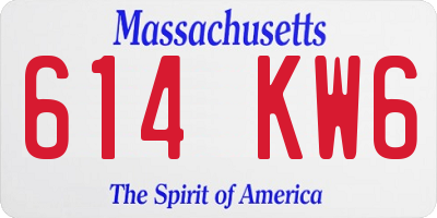 MA license plate 614KW6