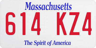 MA license plate 614KZ4