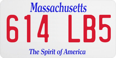 MA license plate 614LB5
