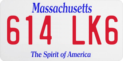 MA license plate 614LK6
