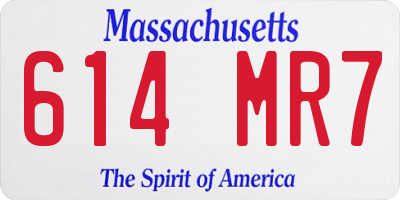 MA license plate 614MR7