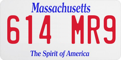 MA license plate 614MR9