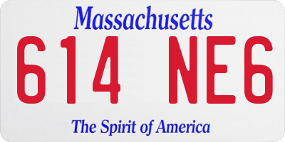 MA license plate 614NE6