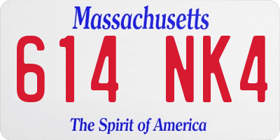 MA license plate 614NK4