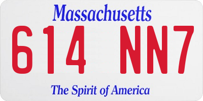 MA license plate 614NN7