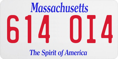 MA license plate 614OI4