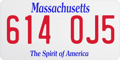 MA license plate 614OJ5