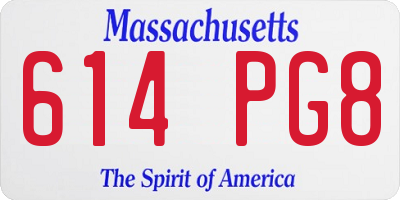 MA license plate 614PG8
