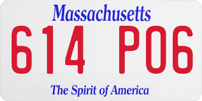 MA license plate 614PO6