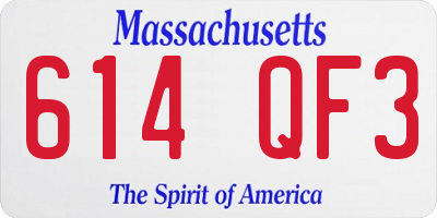 MA license plate 614QF3