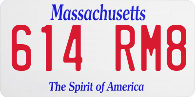 MA license plate 614RM8