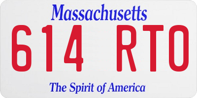 MA license plate 614RT0