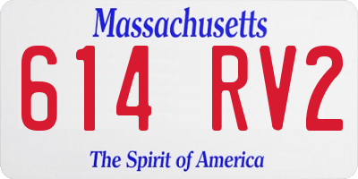 MA license plate 614RV2