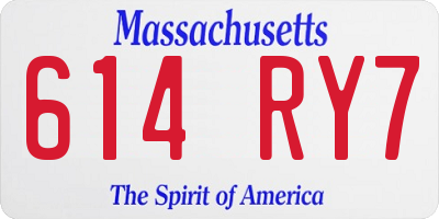 MA license plate 614RY7