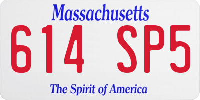 MA license plate 614SP5