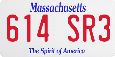 MA license plate 614SR3