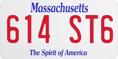 MA license plate 614ST6