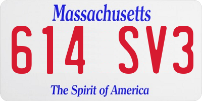 MA license plate 614SV3