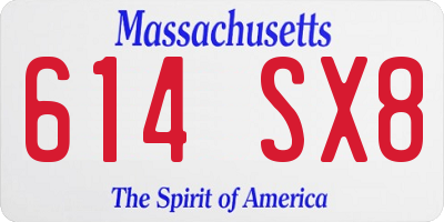 MA license plate 614SX8