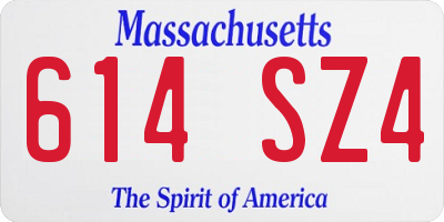 MA license plate 614SZ4