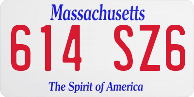 MA license plate 614SZ6