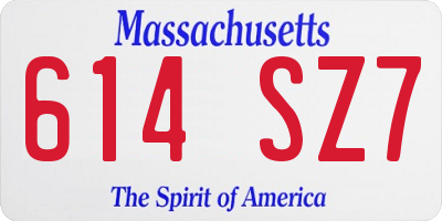 MA license plate 614SZ7