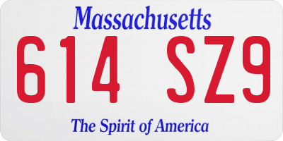 MA license plate 614SZ9