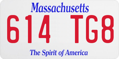 MA license plate 614TG8