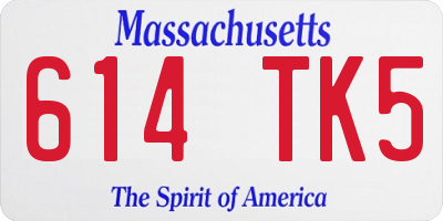 MA license plate 614TK5