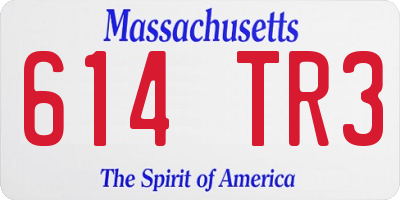 MA license plate 614TR3