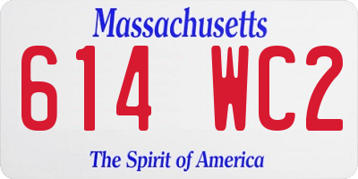 MA license plate 614WC2