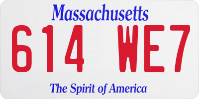 MA license plate 614WE7
